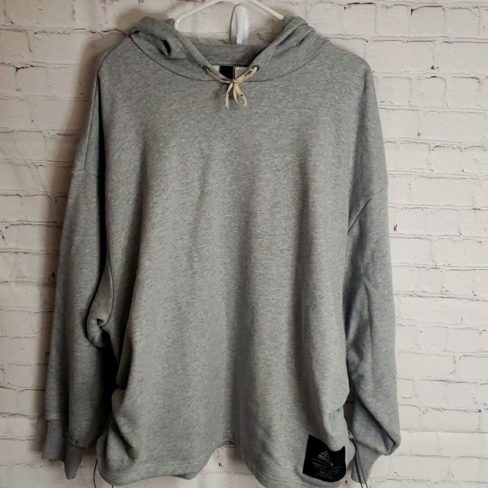 Very Cool Adidas Womens Oversized Gray Hooded Sweathshirt. Size M